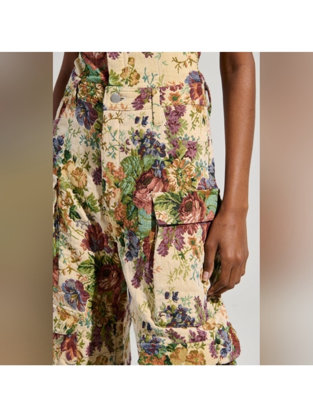 Akira Strapless Floral Cargo Jumpsuit in Multicolor - Picture 4 of 10